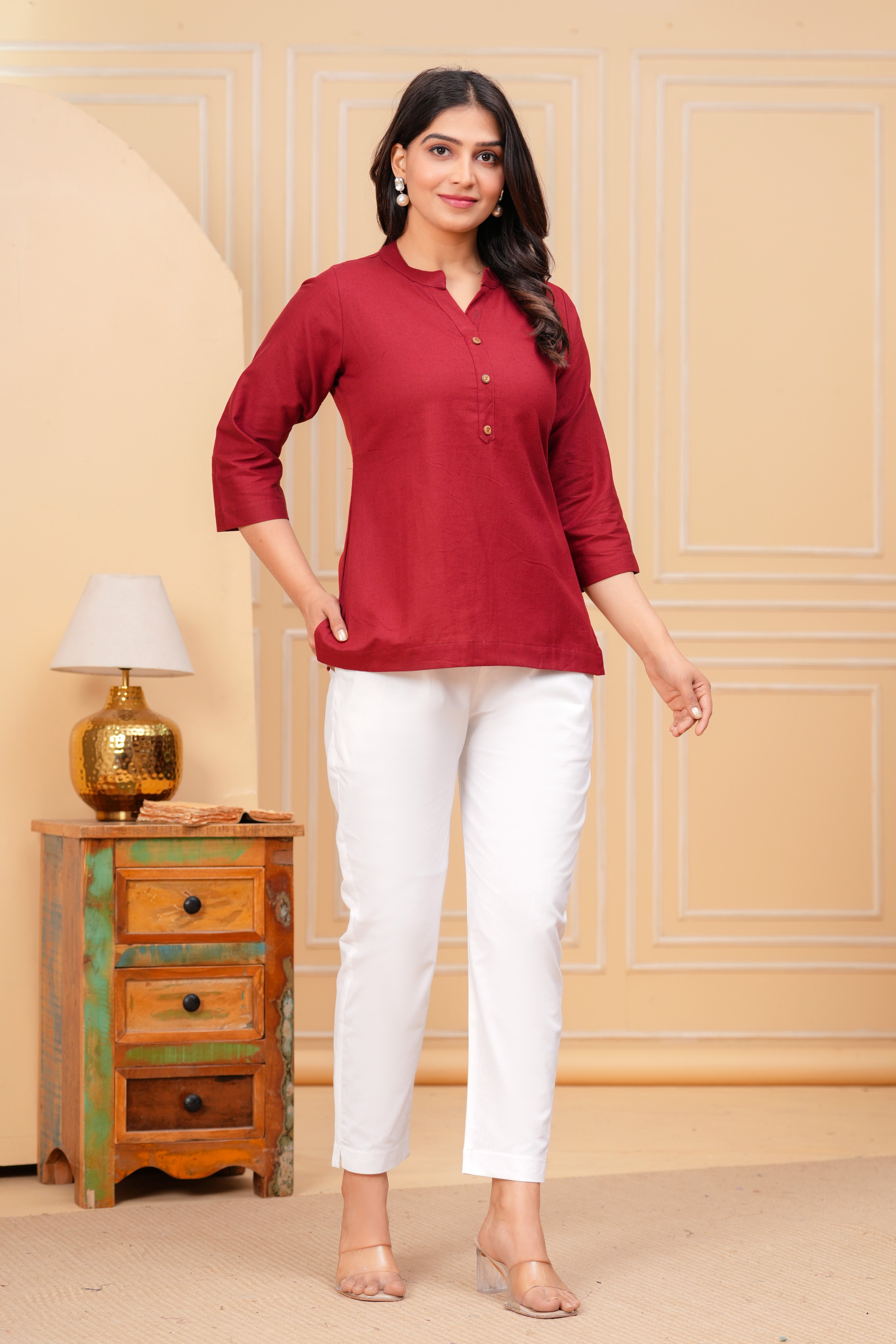 Linen Solid Short Kurta